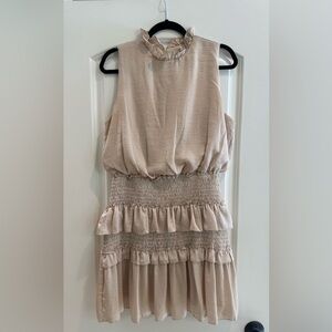 She + Sky Large Smocked Tiered Champagne Dress